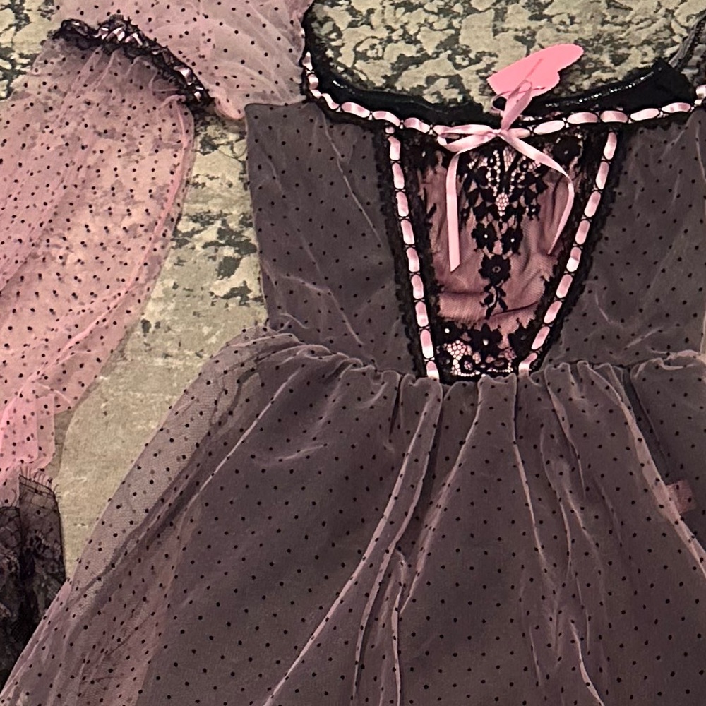 Dolls Kill Sugar Thrillz Pink and Black Lace Dress - Picture 3 of 3